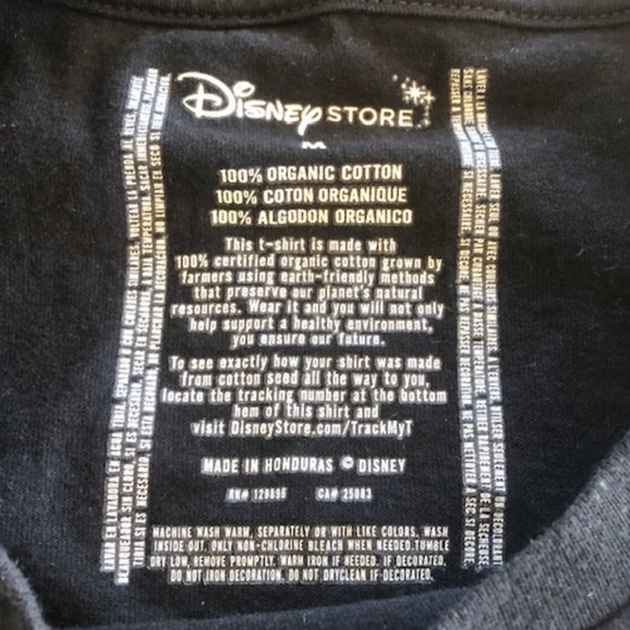 Mickey Mouse Black Multi Color 100% Organic Cotton Tee Shirt- Disney Store Med M - Picture 3 of 4